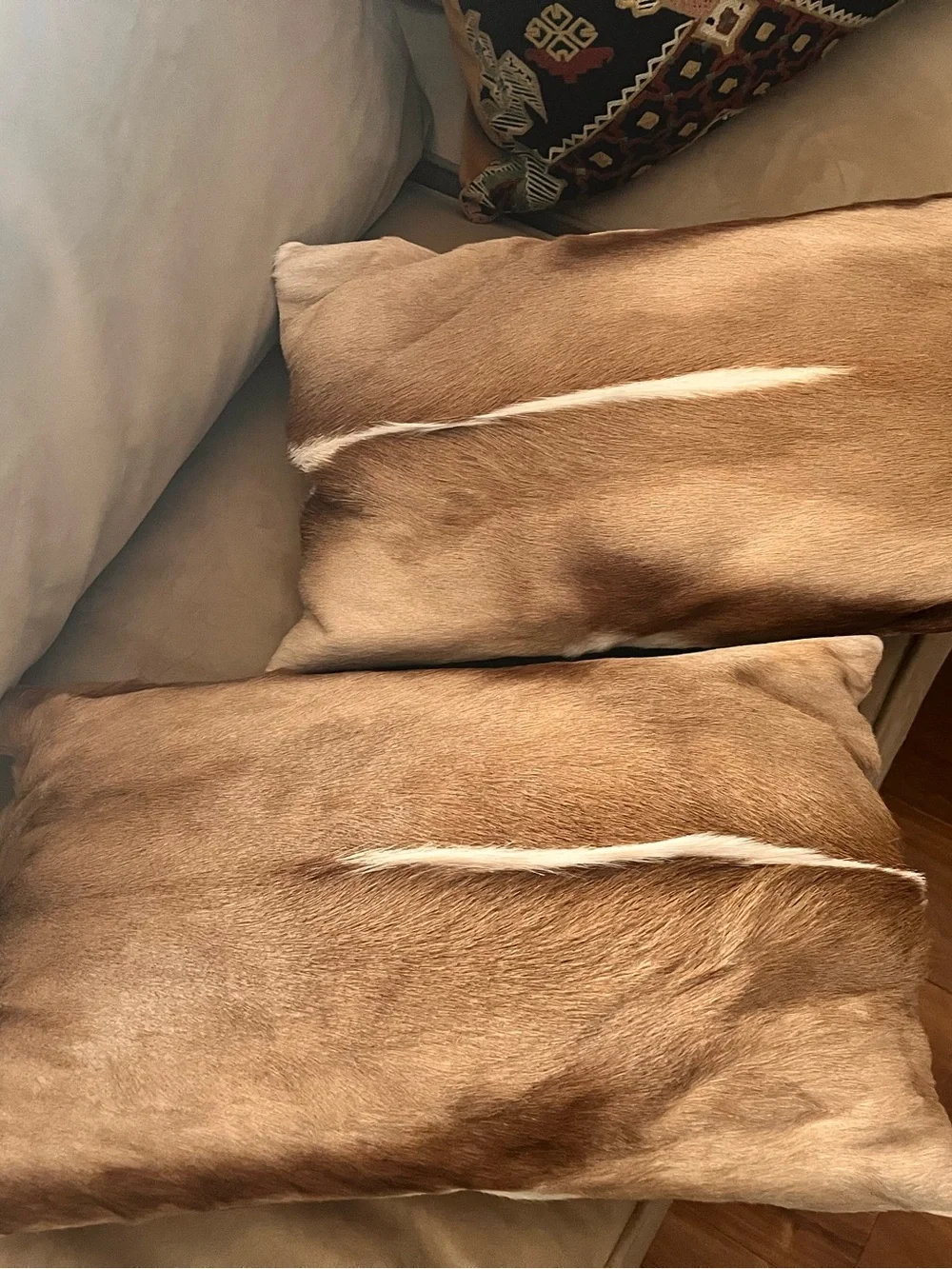 Real antelope accent pillows